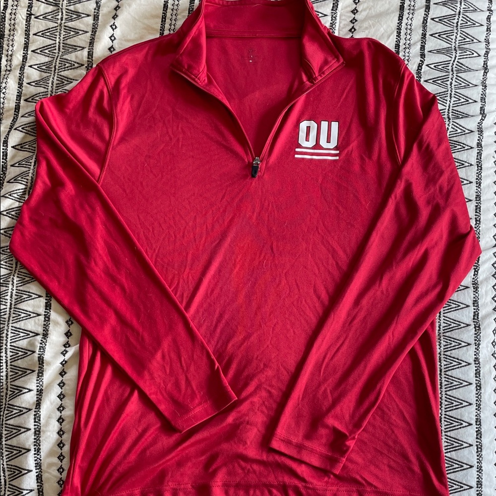 OU Top of the World Red Quarter-Zip Shirt Jacket